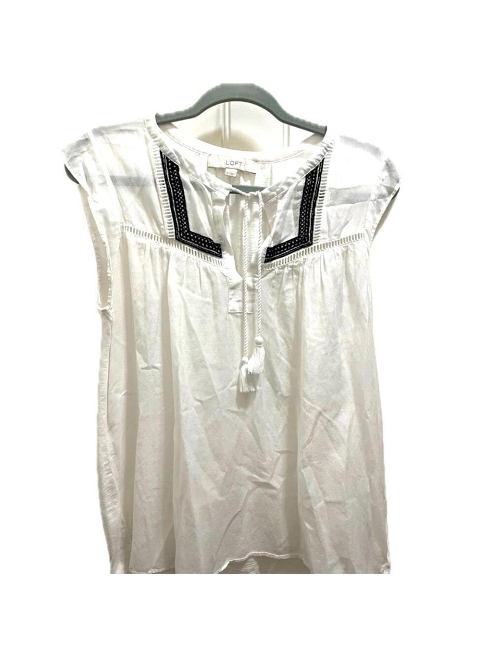 Loft Maternity White Tassel Embroidered Top - Picture 1 of 5